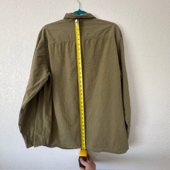 COLUMBIA Button Down Shirt Men's Size Large Green/Brown Check Long Sleeve Cabin - Picture 6 of 8